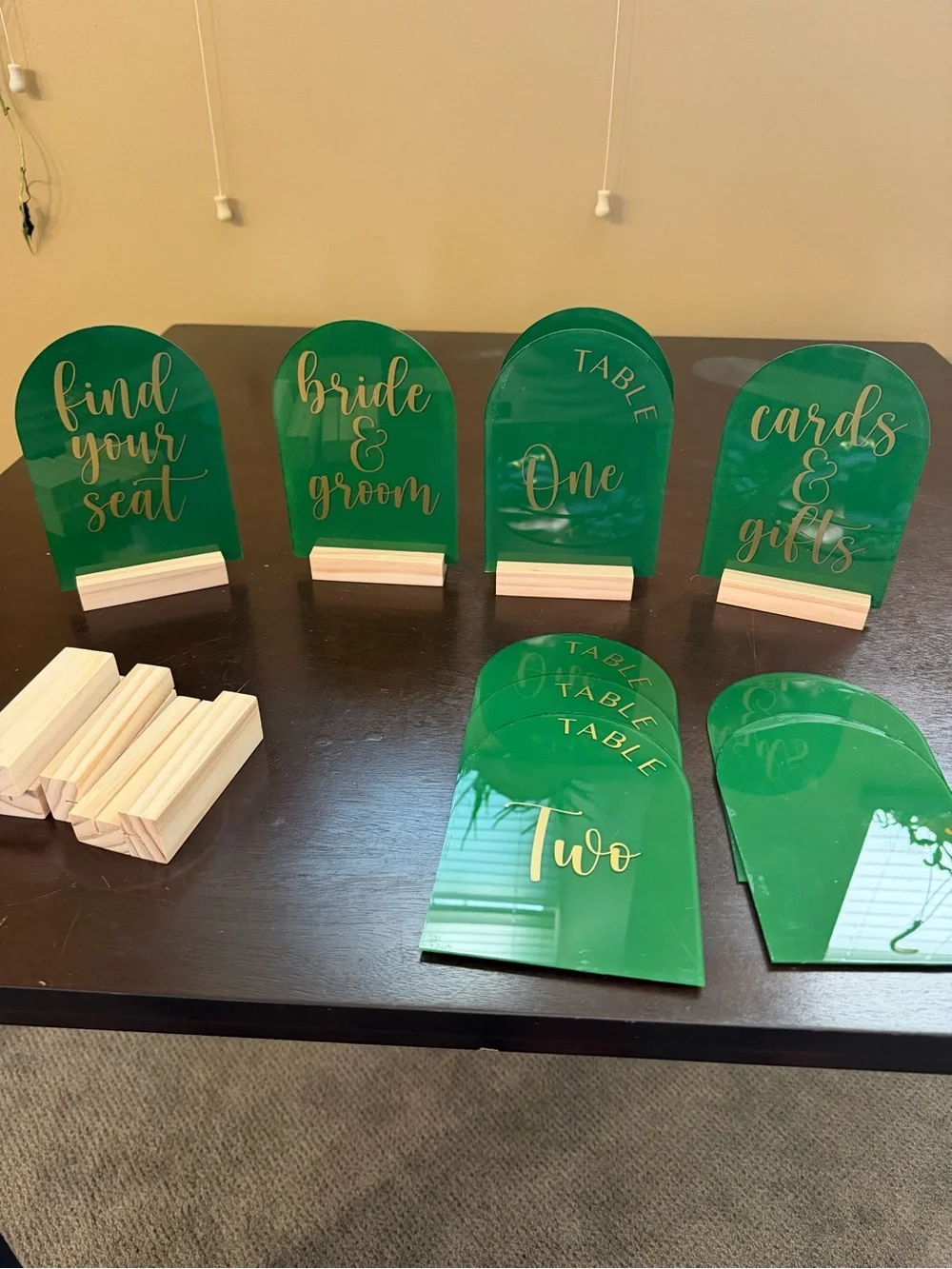 Green & Gold Wedding Signs